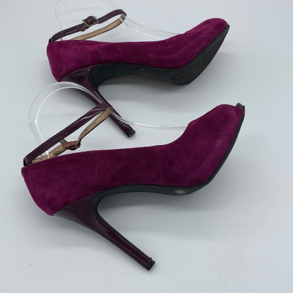 BCBGeneration Fuchsia Suede Ankle Strap Heels - Picture 5 of 10